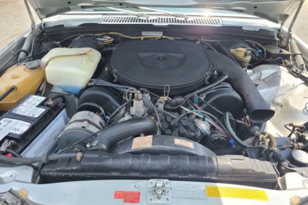 За разработването на 450SEL, инженерите на Mercedes увеличават обема на своя М100 двигател от 6.3 до 6.8 литра. Това е и първият автомобил, оборудван с трето поколение от механичния инжекцион Bosch K-Jetronic. Побира цели 12 литра масло, но пък смяната му е веднъж на 20,000 км - рекордно дълъг интервал за онова време. 