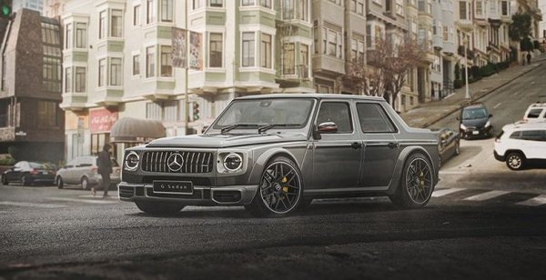 Последен в списъка е седанът, базиран на Mercedes-Benz G-клас. За основа е взета последното поколение на версията G63 AMG с радиаторната решетка Panamericana, големите LED фарове и характерната броня. Под капака, разбира се, трябва да има V8 с битурбо.