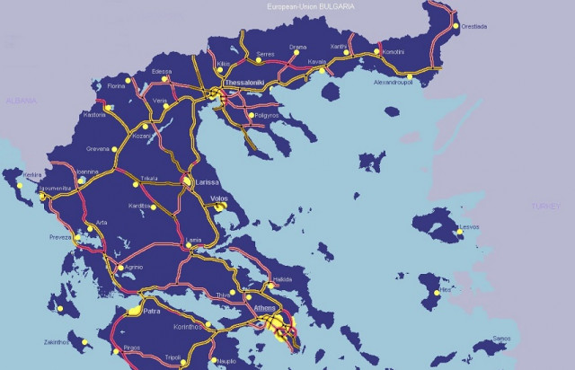 Магистрали, Гърция, карта