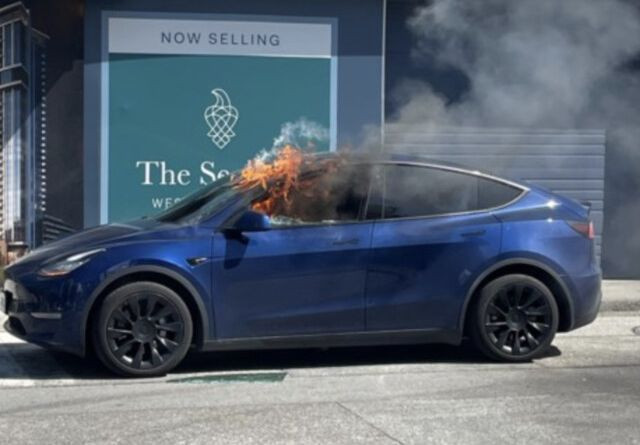 Tesla Model Y пожар