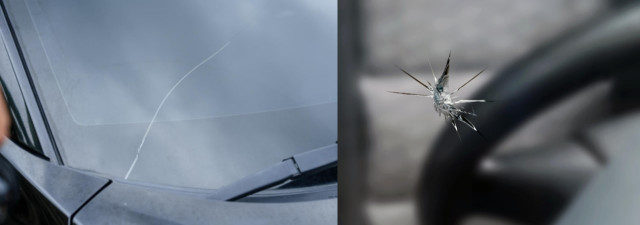 предно стъкло, пукнато стъкло, пукнатина