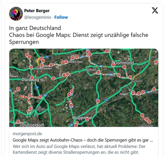 Google Maps, Германия, навигация